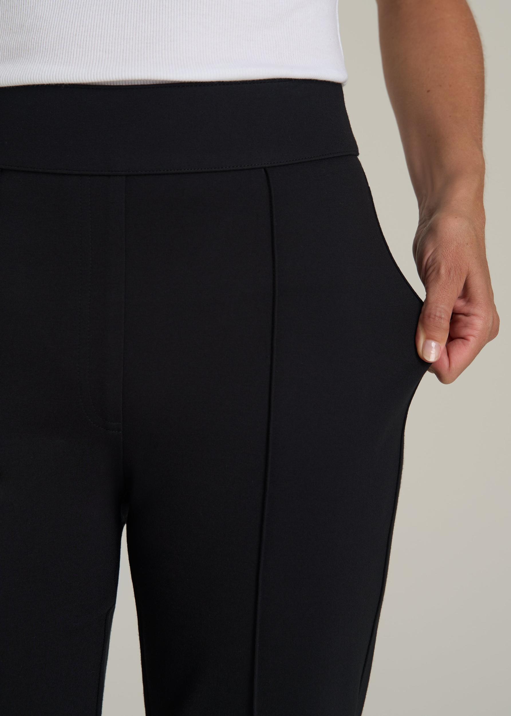SoftFlex Ponte Pull On Flare Pants for Tall Women in Black Product Image