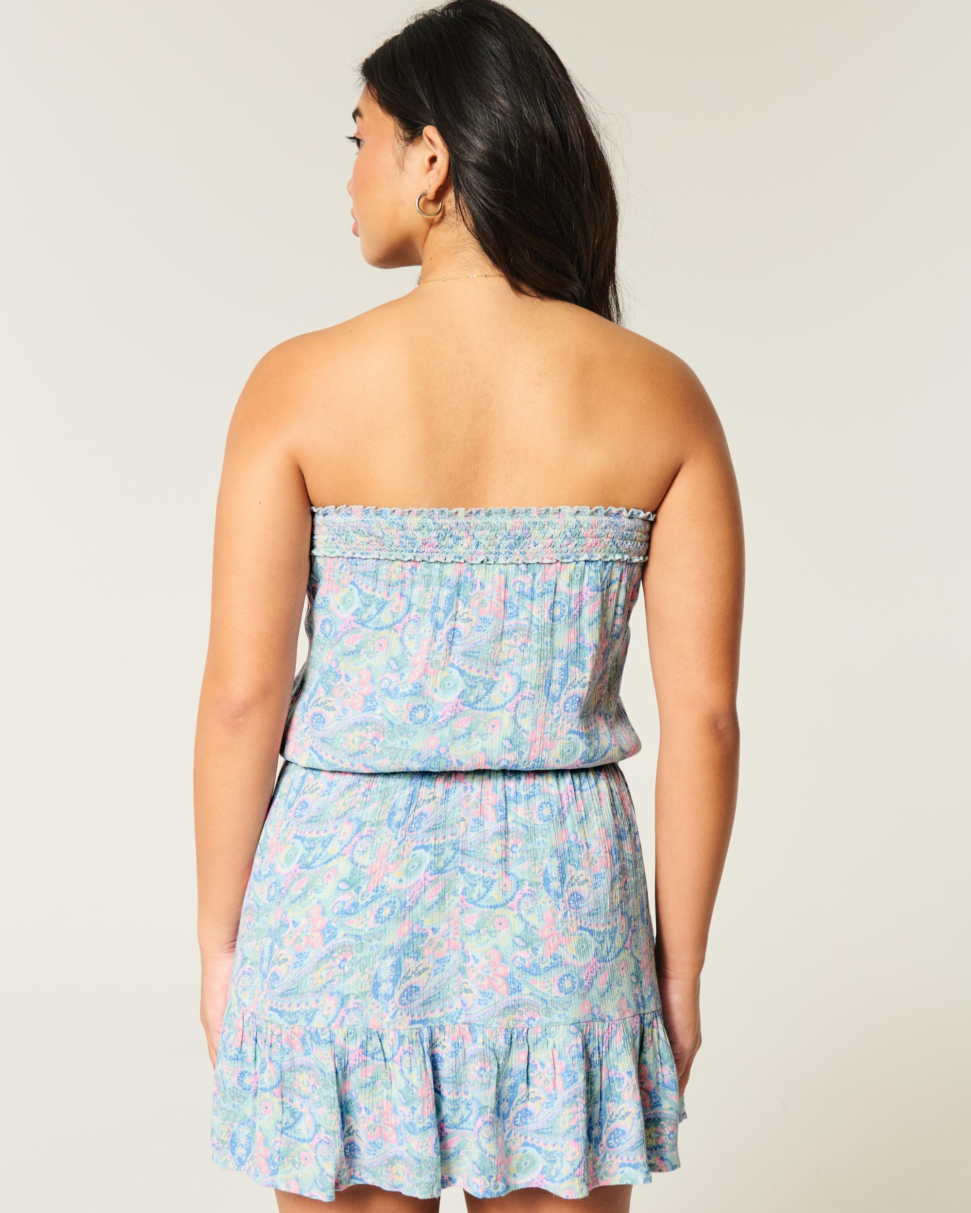 Strapless Drawstring Blouson Mini Dress Product Image