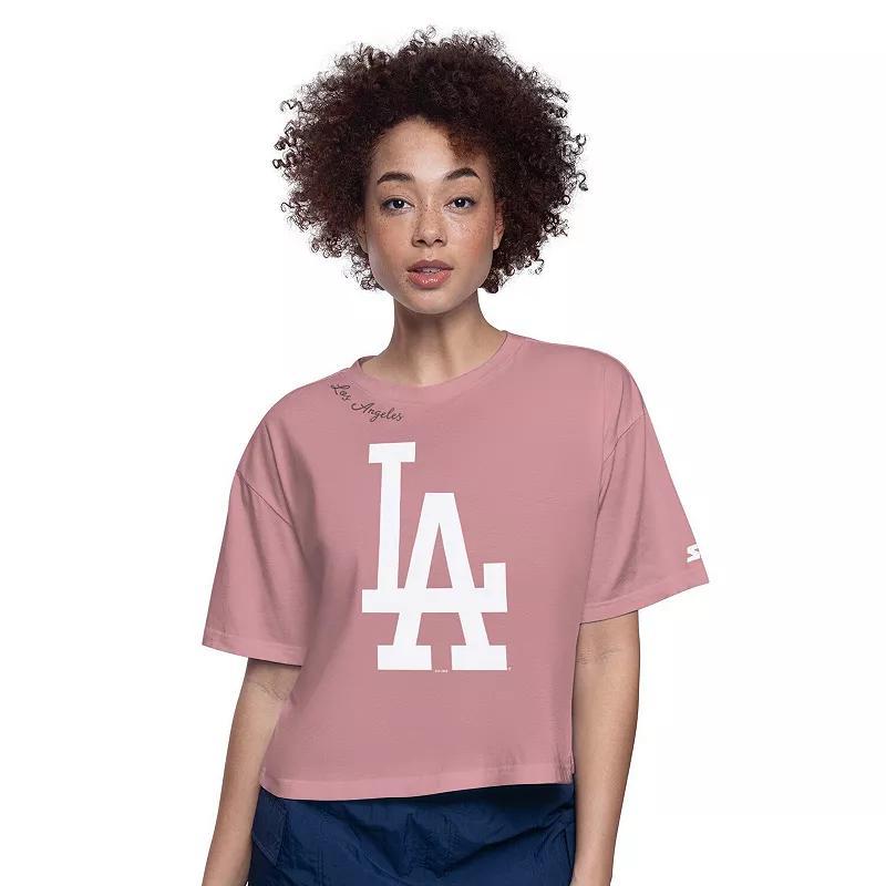 Women's Starter Pink Milwaukee Brewers Play the Ball Boxy Cropped T-Shirt, Size: XL Product Image