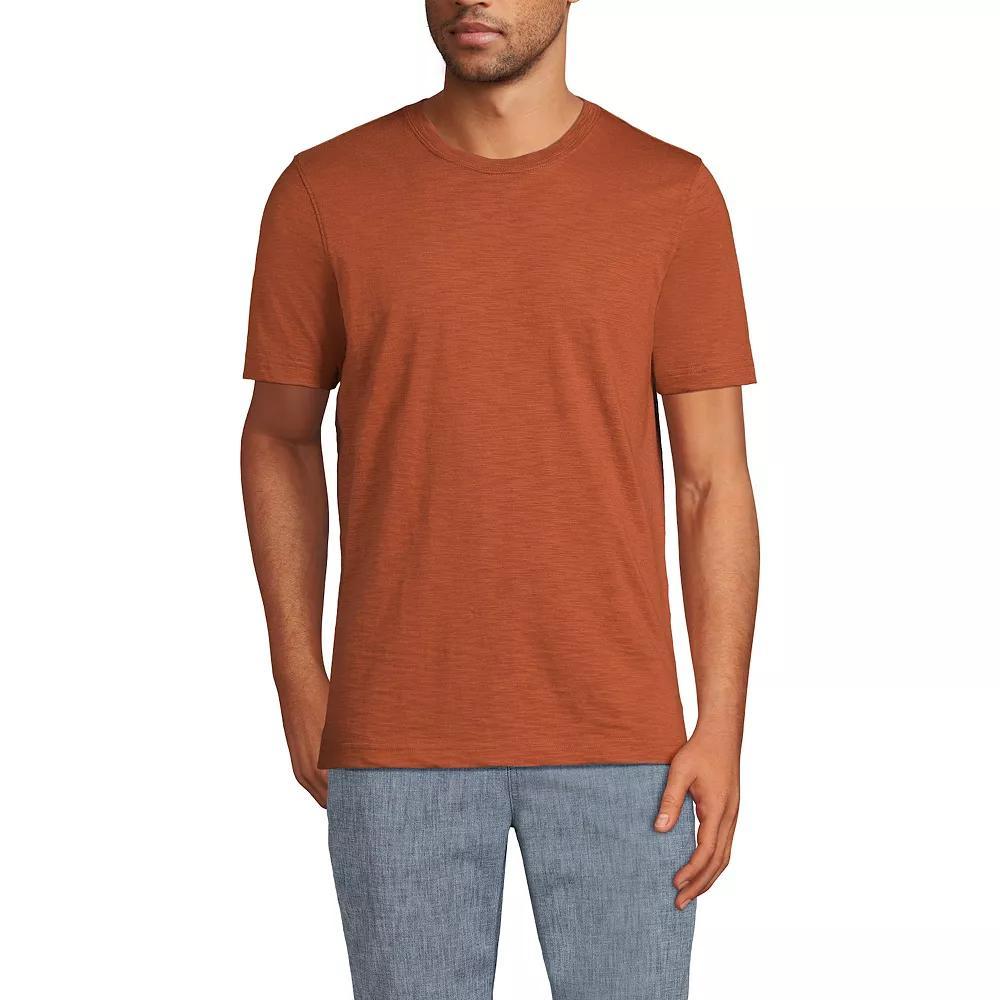 Mens Lands' End Short Sleeve Slub Tee, Men's, Size: Medium, Dark Auburn Brown Product Image