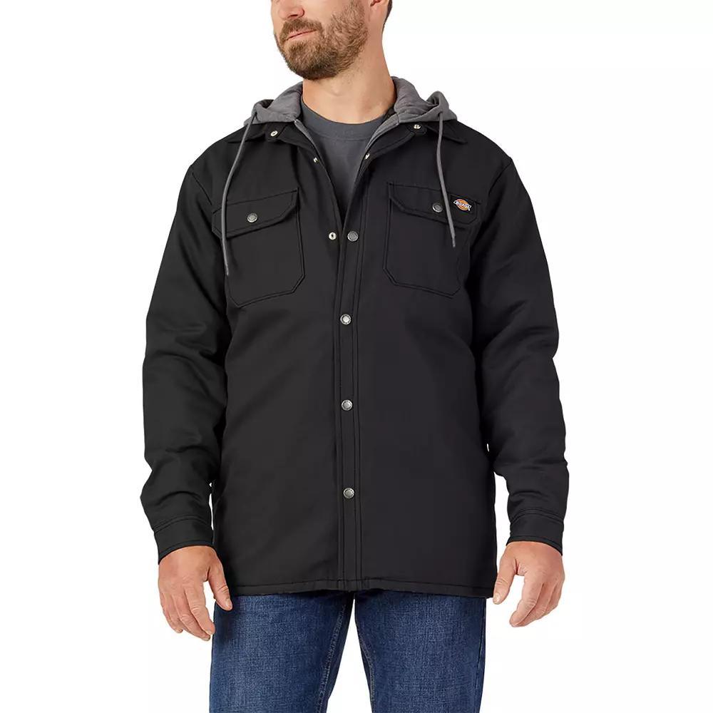 Men's Dickies Fleece Hooded Duck Shirt Jacket, Size: Large, Black Product Image