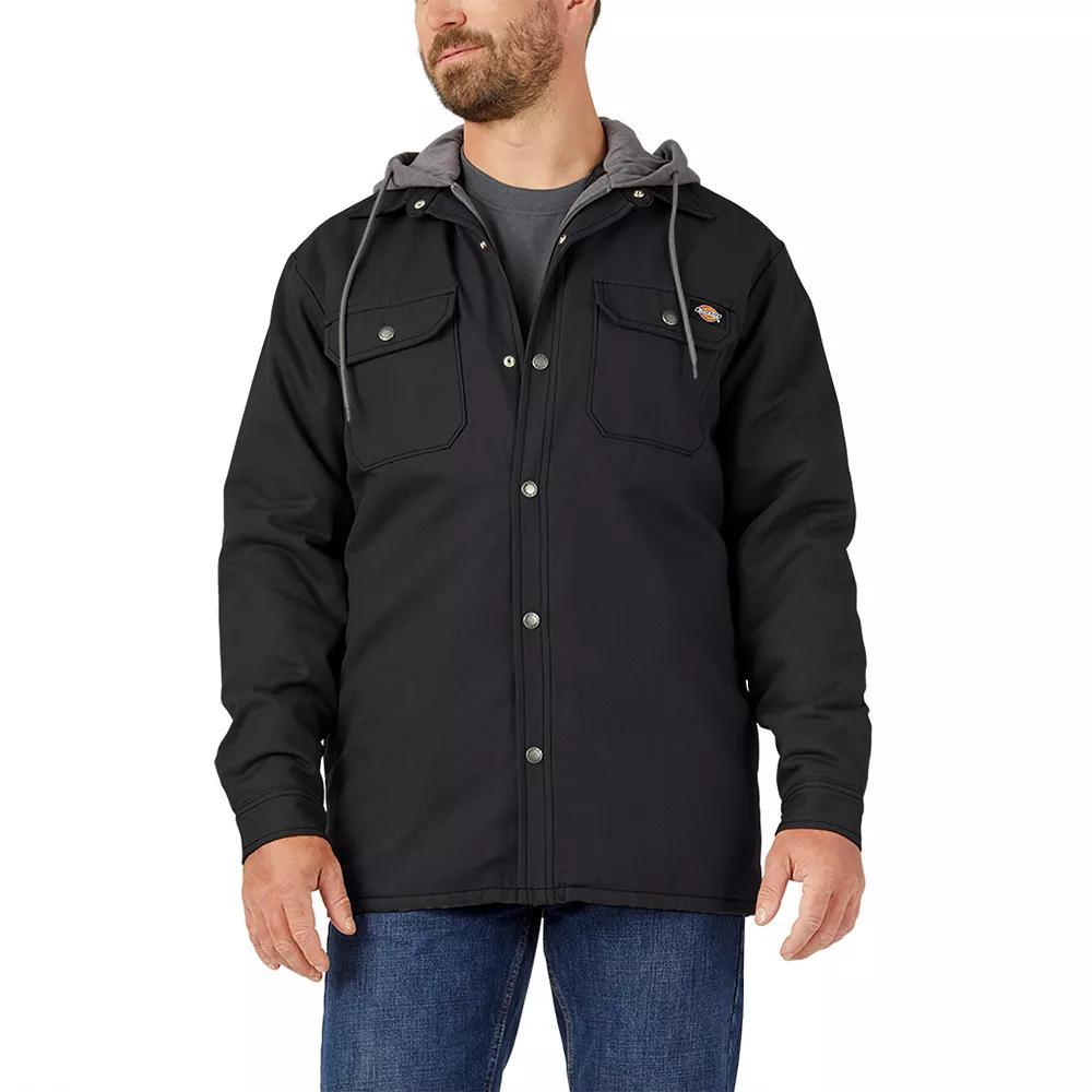 Men's Dickies Fleece Hooded Duck Shirt Jacket, Size: Large, Black Product Image
