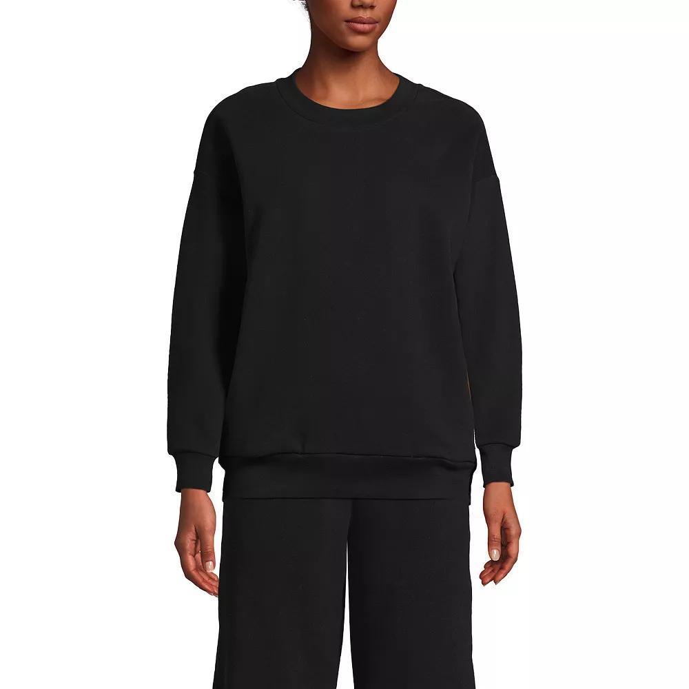 Women's Lands' End Modern Fit Crewneck Sweatshirt, Size: XL, Black Product Image