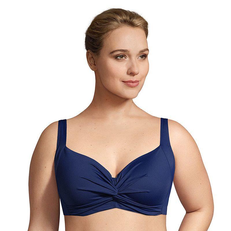 Plus Size Lands' End Twist-Front Underwire Bikini Top, Women's, Size: 26 W, Black Product Image