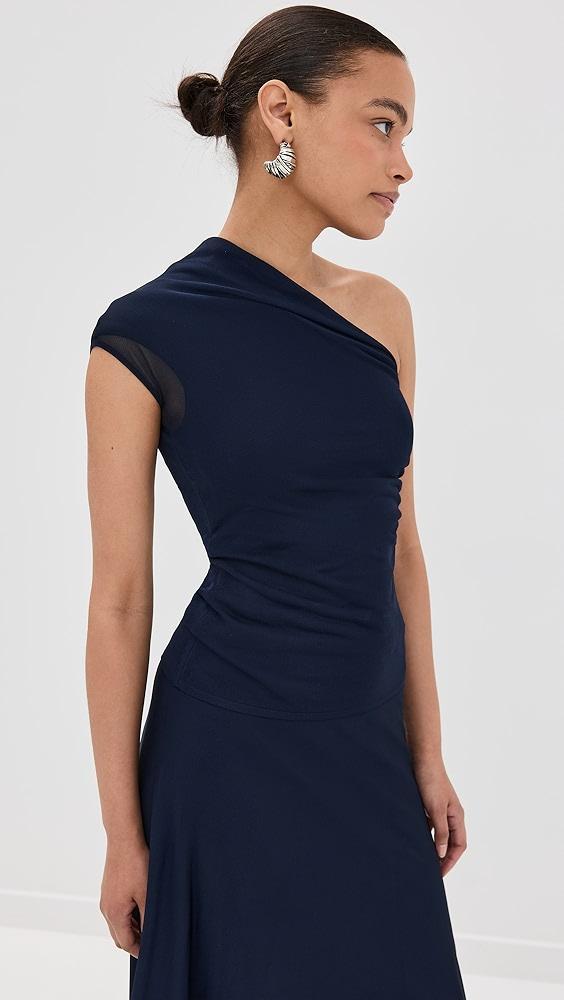 Brandon Maxwell The Leah One Shoulder Sheer Knit Tee | Shopbop Product Image