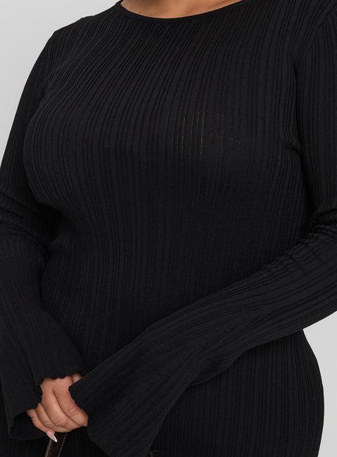 Mayok Long Sleeve Mini Dress Black Curve Product Image