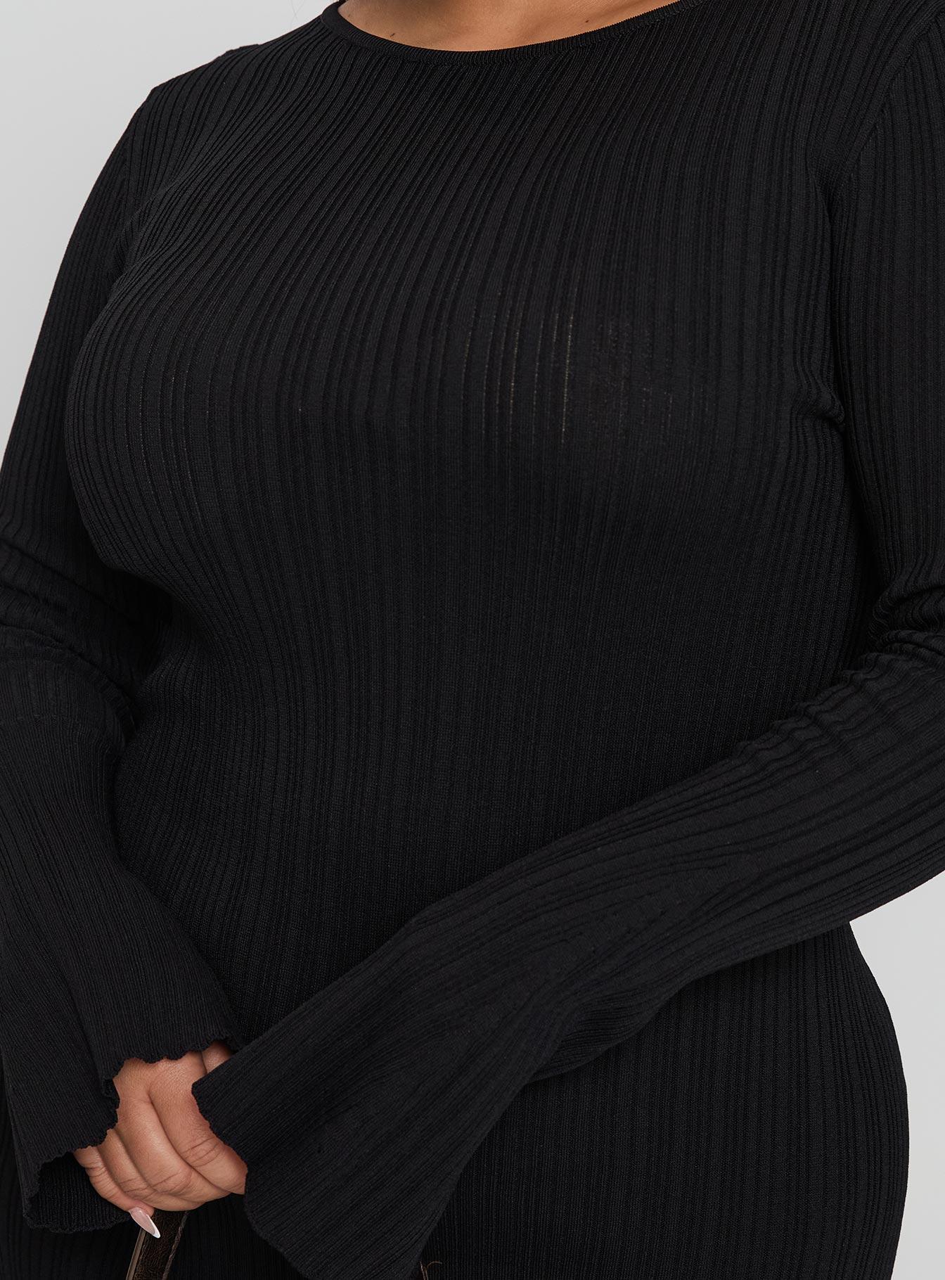 Mayok Long Sleeve Mini Dress Black Curve Product Image