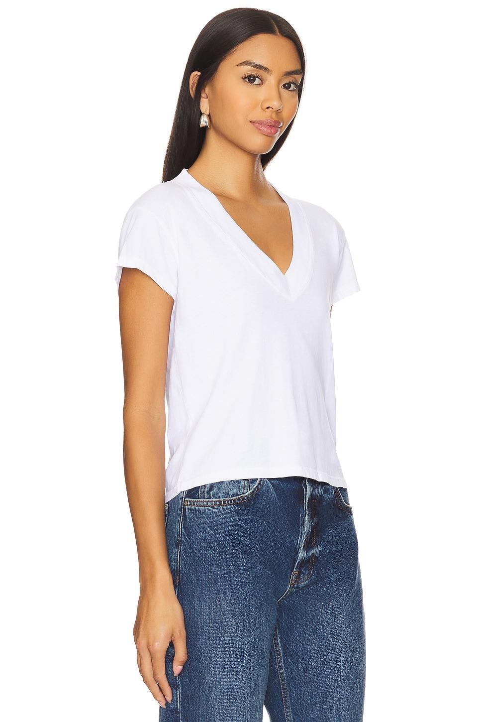 Suri Deep V Cap Sleeve Tee LA Made Product Image