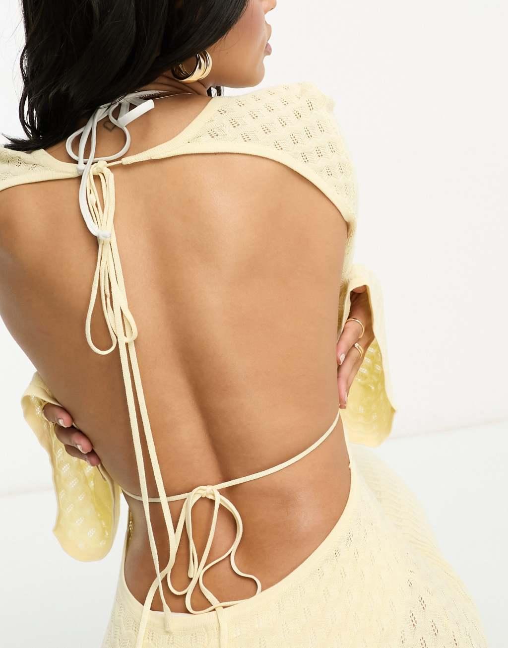 4th & Reckless costella crochet knit midaxi summer dress Product Image