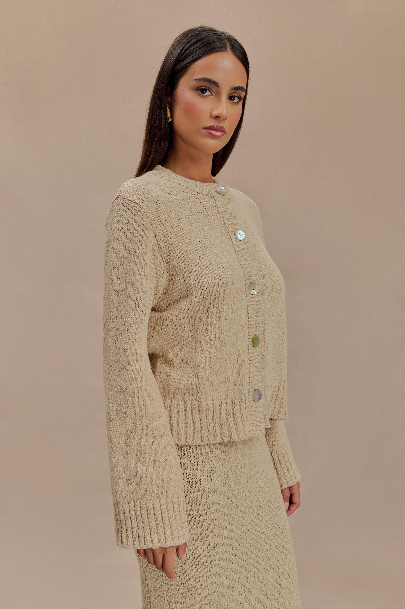 Moira Oversized Boucle Cardigan - Wheat Product Image