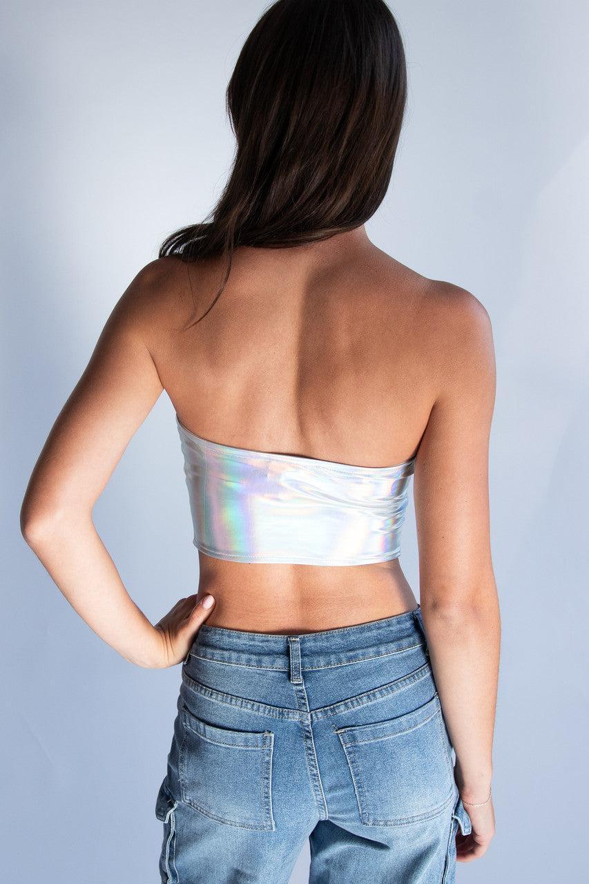 Metallic Corset Style Strapless Top Product Image