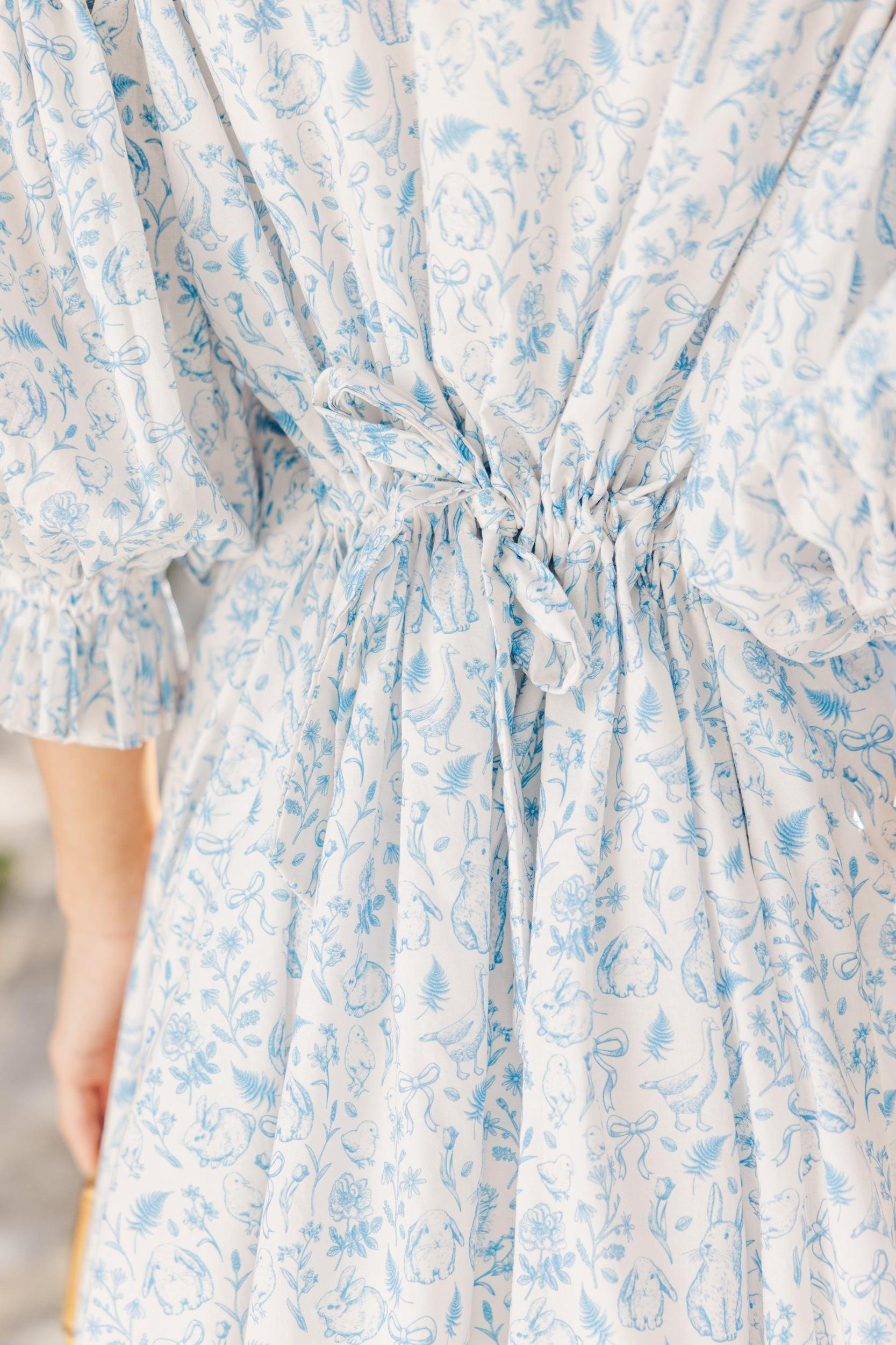 Under The Stars Light Blue Toile Tie Back Dress Female Product Image