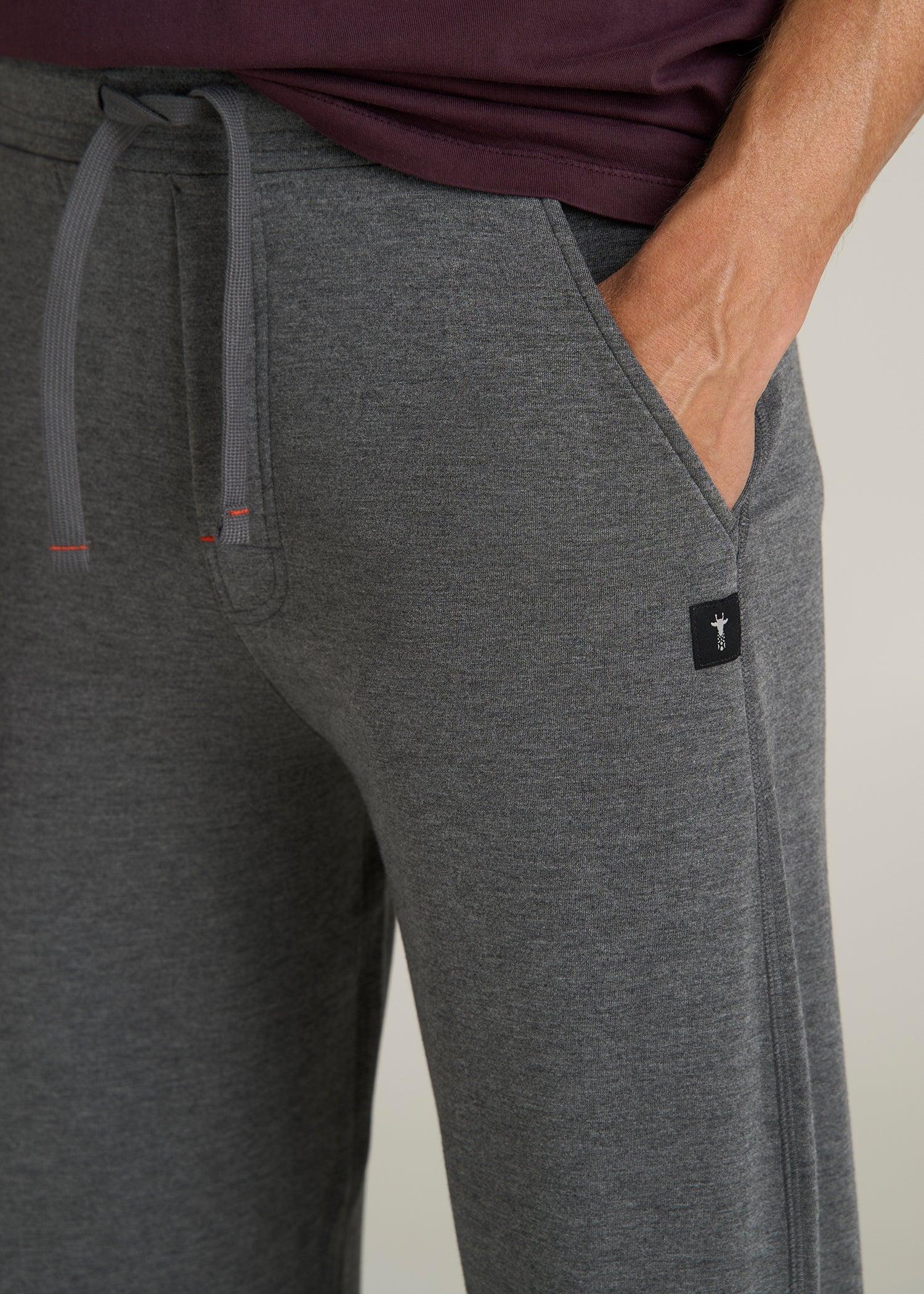 Open-Bottom Tall Men's Pajama Pants in Charcoal Mix Product Image