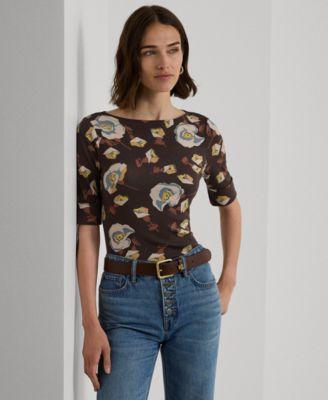 Lauren Ralph Lauren Womens Floral Boat-Neck Tee Product Image