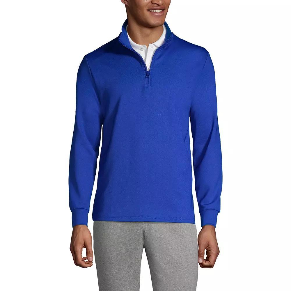 Men's Lands' End School Uniform Quarter Zip Pullover Sweatshirt, Size: Large, Red Product Image