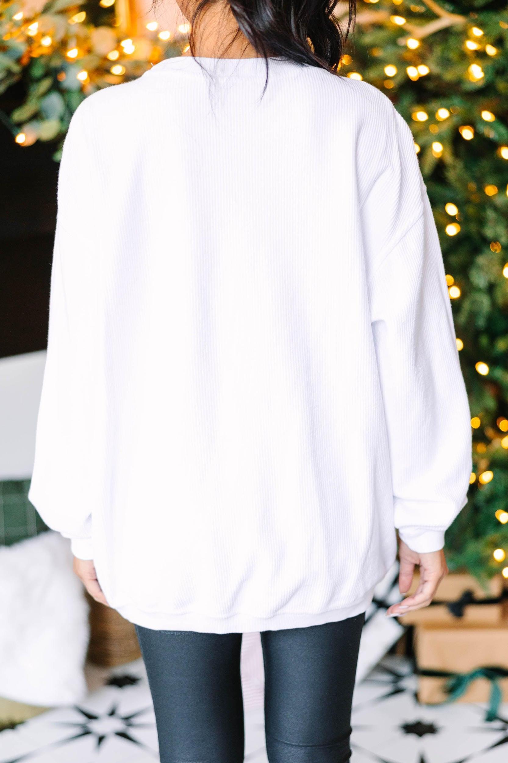 Sweet Smiles White Corded Graphic Sweatshirt Female Product Image