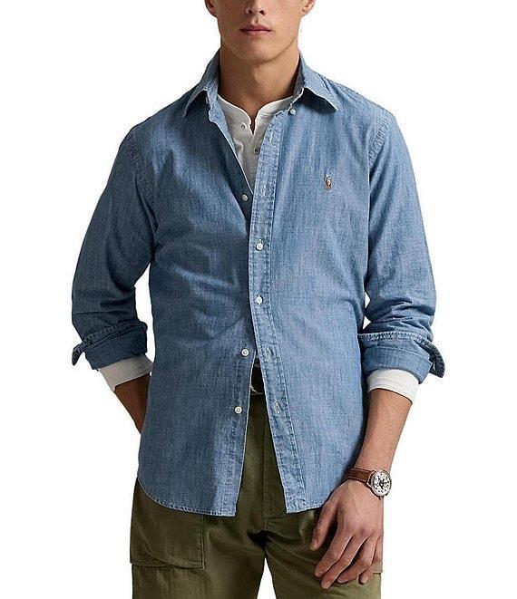Polo Ralph Lauren Classic-Fit Button-Front Solid Chambray Shirt Product Image