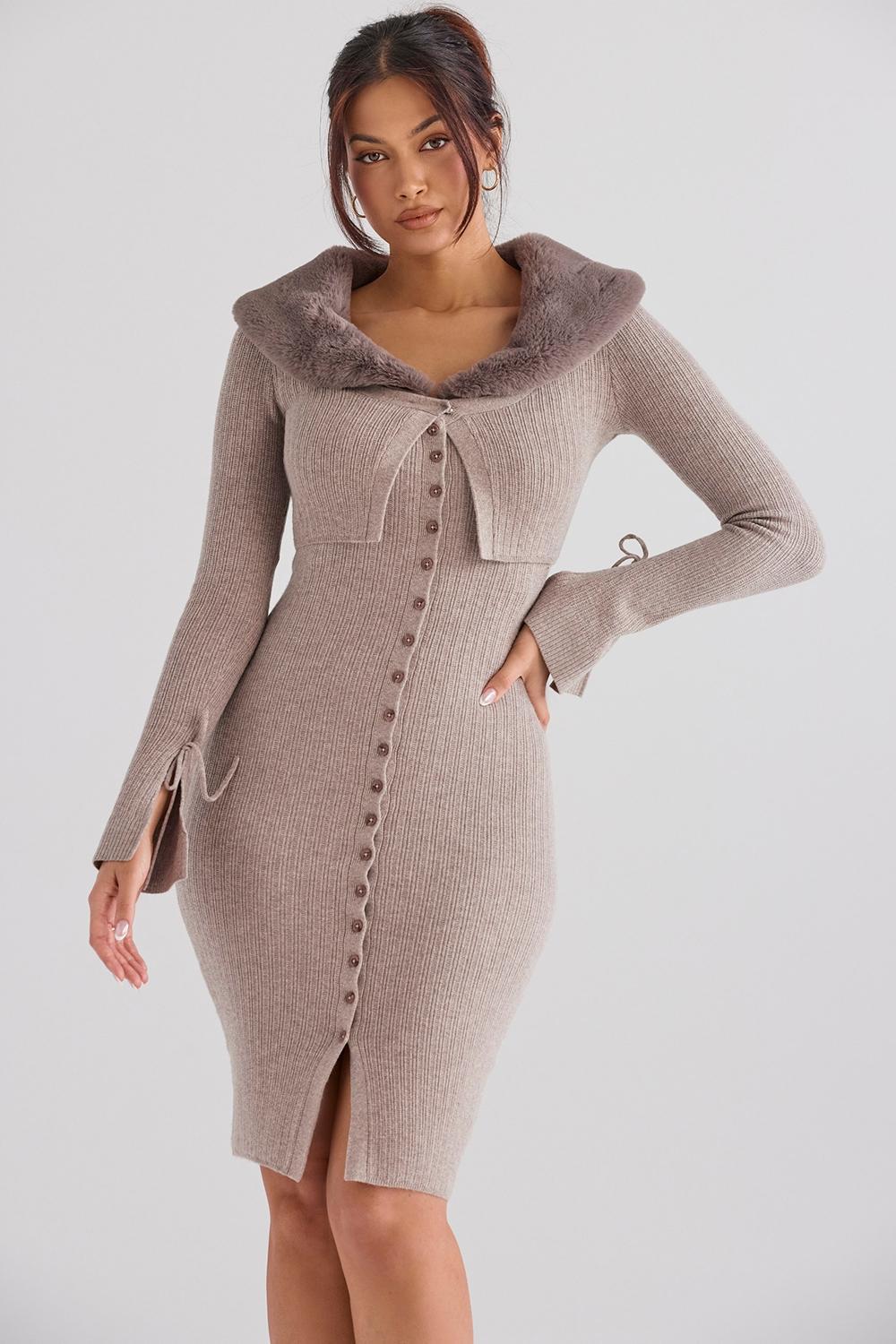 Dahlia Beige Cashmere Cardigan Product Image