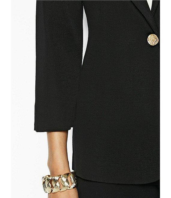 Ming Wang Notch Lapel 3/4 Sleeve One Button Knit Jacket Product Image