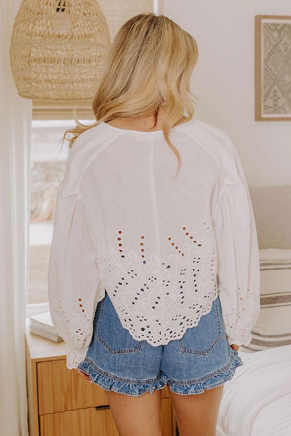 Heart Flutters Eyelet Front Tie Top Product Image