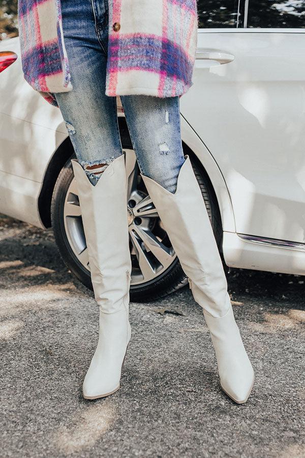 The Spell Faux Leather Over The Knee Boot In White Product Image