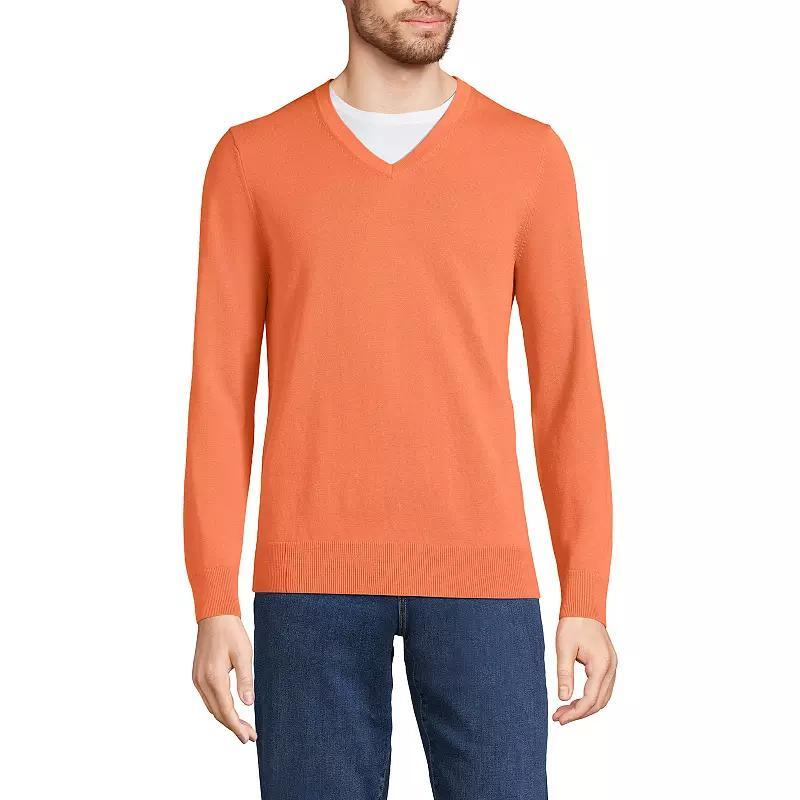 Men's Lands' End Fine Gauge Cotton V-Neck Sweater, Size: Small, Radiant Blue Product Image
