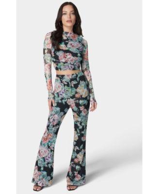 Bebe Womens Printed Two Piece Mesh Jumpsuit - Black Product Image