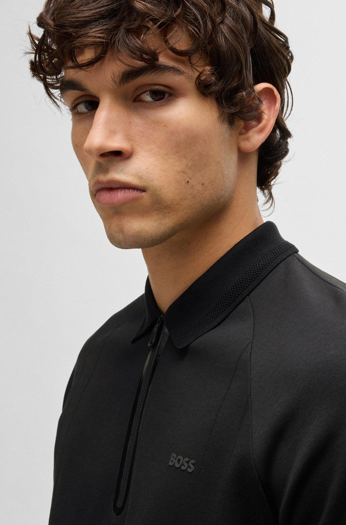  polo shirt in drop-needle stretch fabric Product Image