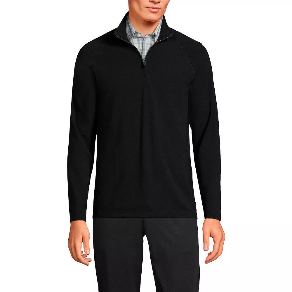 Big & Tall Lands' End Long Sleeve Hybrid Textured Quarter Zip Pullover, Men's, Size: Medium Tall, Radiant Blue Product Image