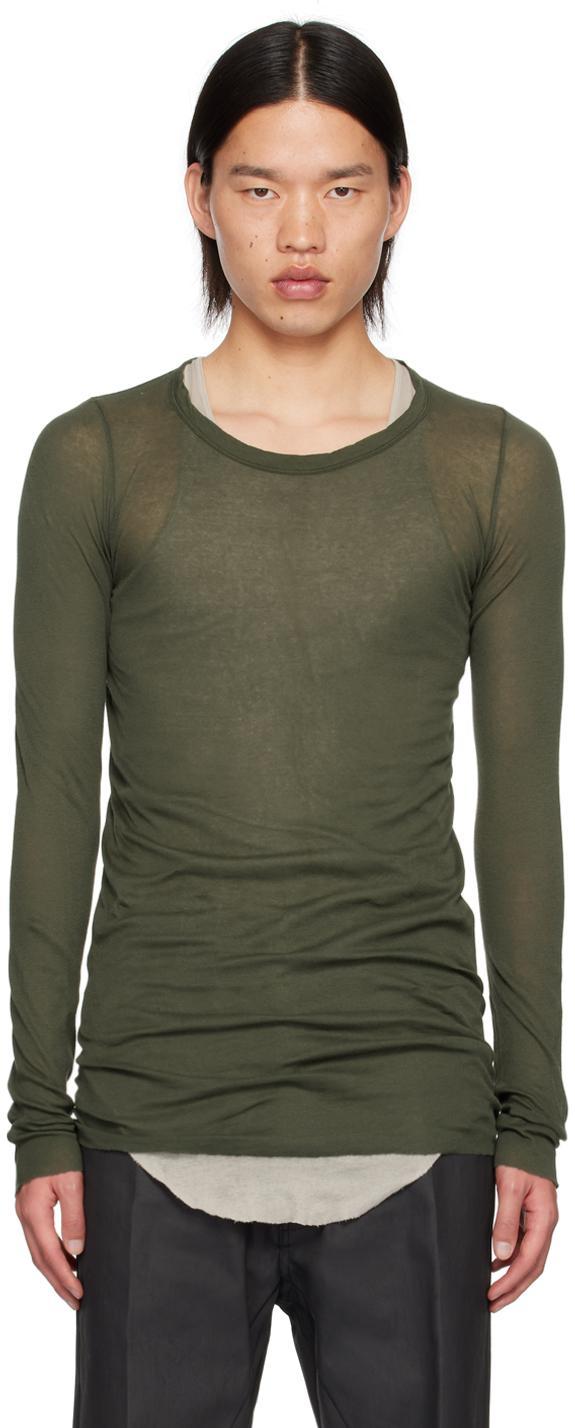 RICK OWENS Green Porterville Rib Long Sleeve T-shirt In Forest Product Image