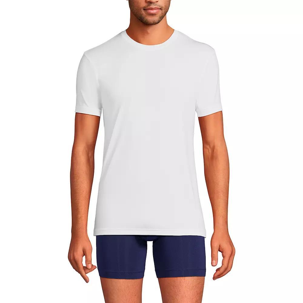 Men's Lands' End Flex Performance Crewneck Undershirt, Size: Small, White Product Image