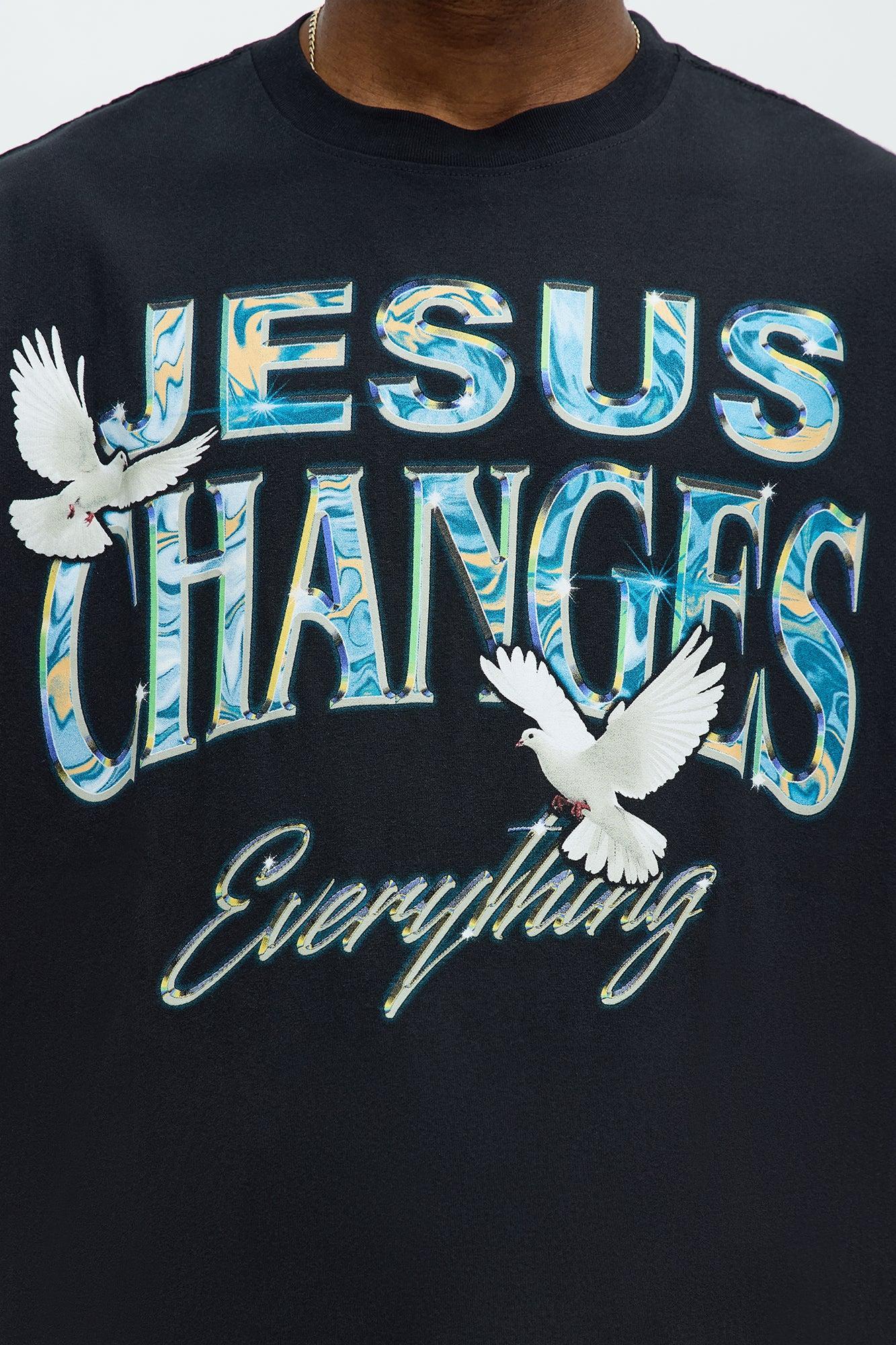 Jesus Changes Everything Oversized Short Sleeve Tee - Black Product Image