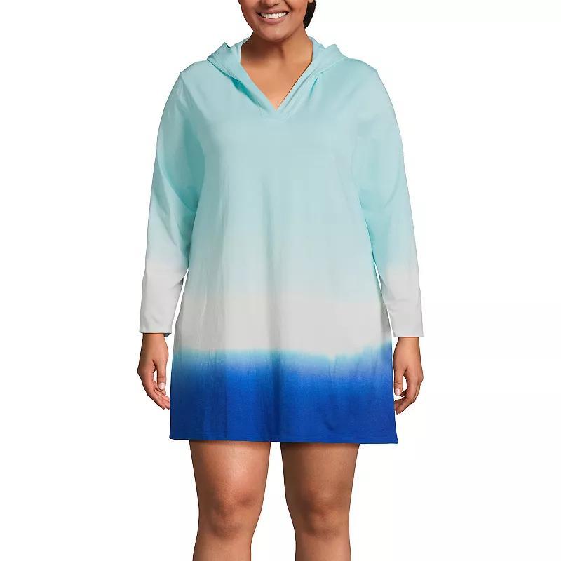Plus Size Lands End Hooded Swim Cover-Up Dress, Womens Product Image