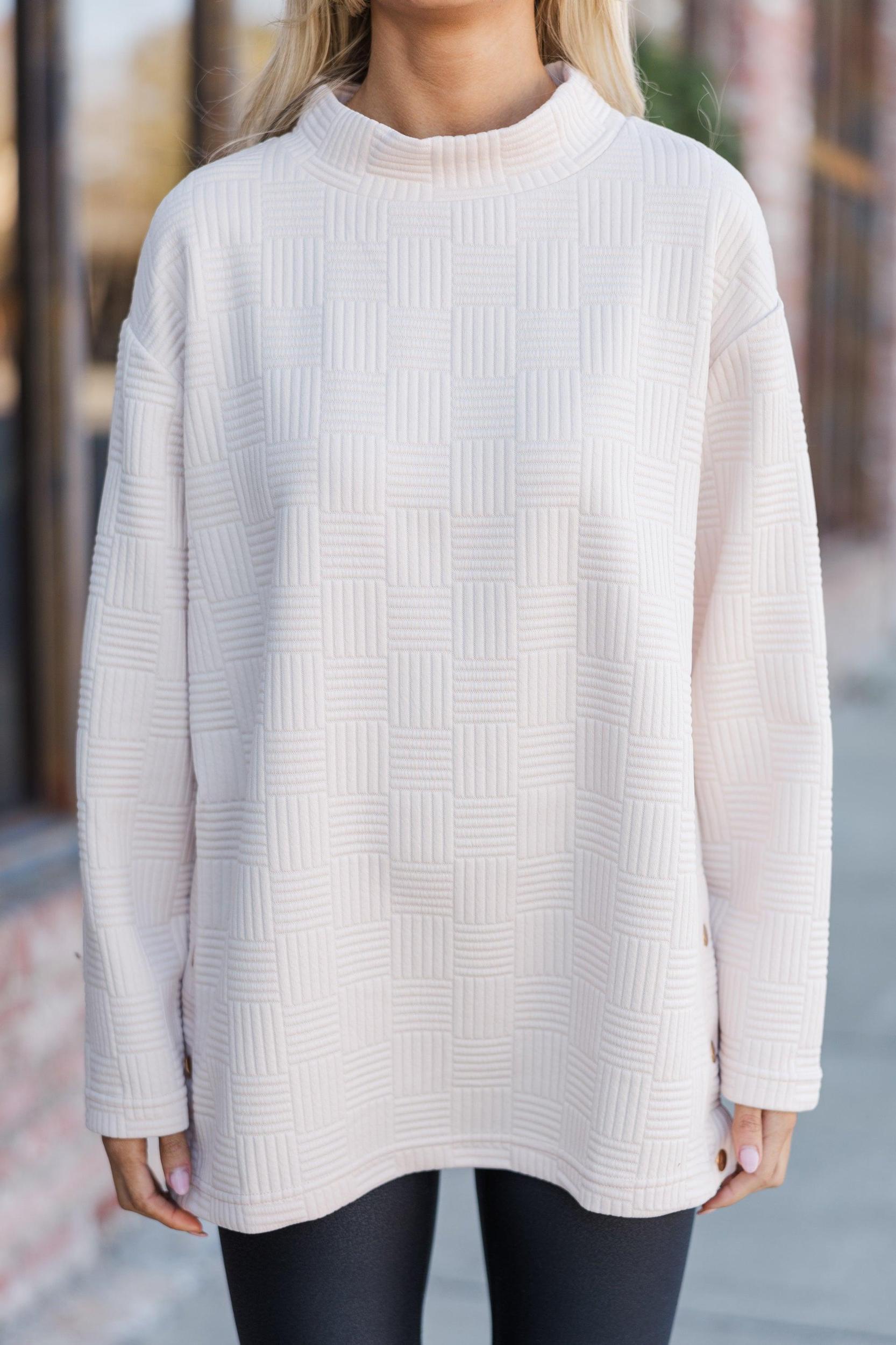 Talk About It Cream Textured Tunic Female Product Image