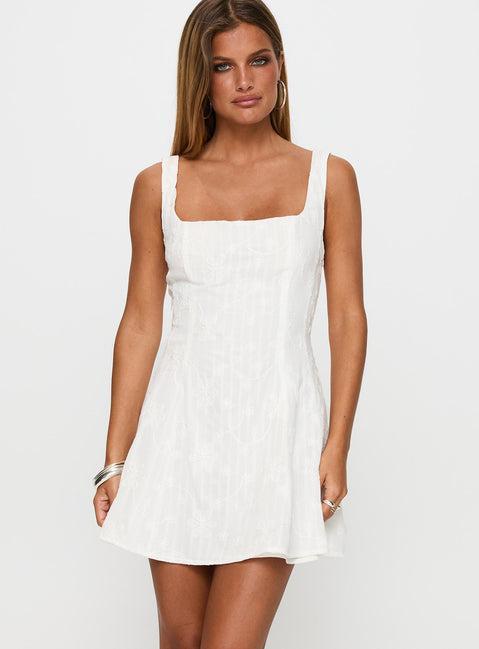 You Can Embroidered Mini Dress White Product Image