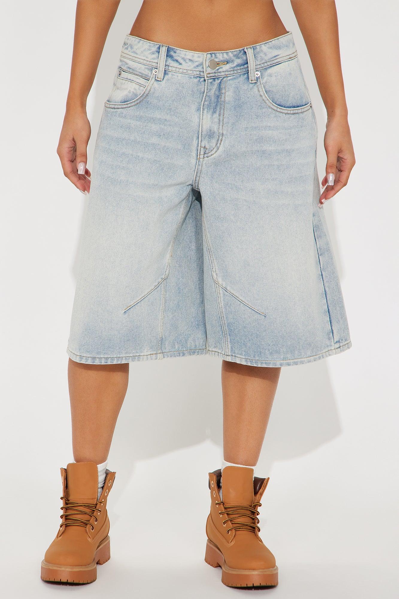 Leonie Non Stretch Denim Jorts - Light Wash Product Image