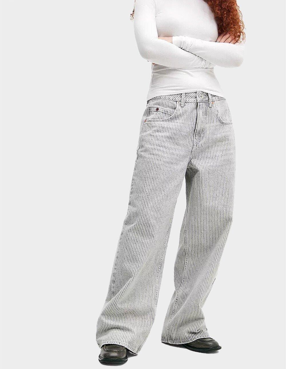 BDG Urban Outfitters Jaya Ticking Stripe Womens Low Rise Wide Leg Jeans Product Image