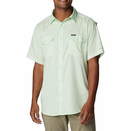 Mens Columbia UPF 40 Utilizer II Solid Short Sleeve Button-Down Shirt Collegiate Blue Product Image