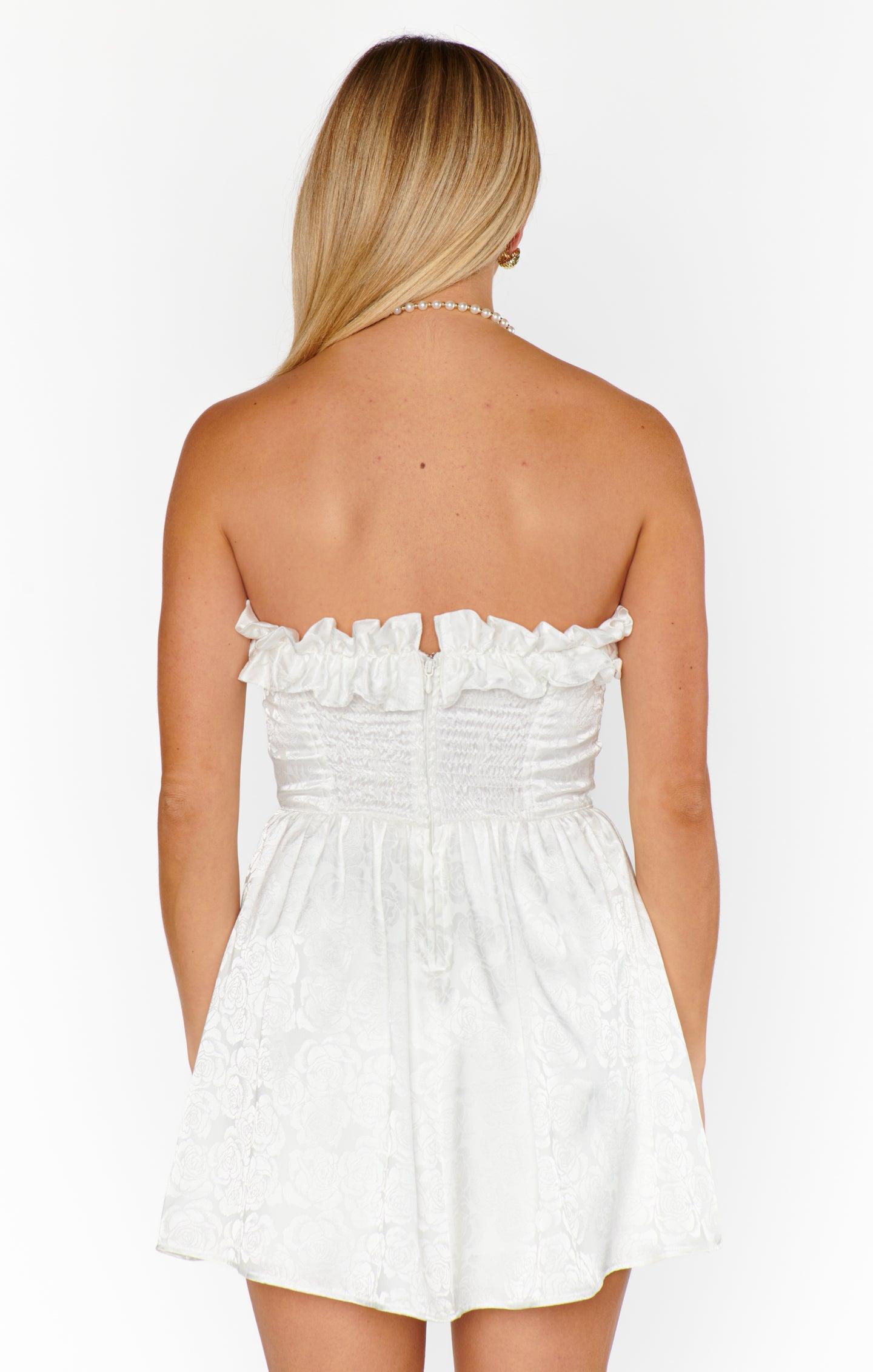 Lala Skort Dress ~ White Rose Satin Product Image