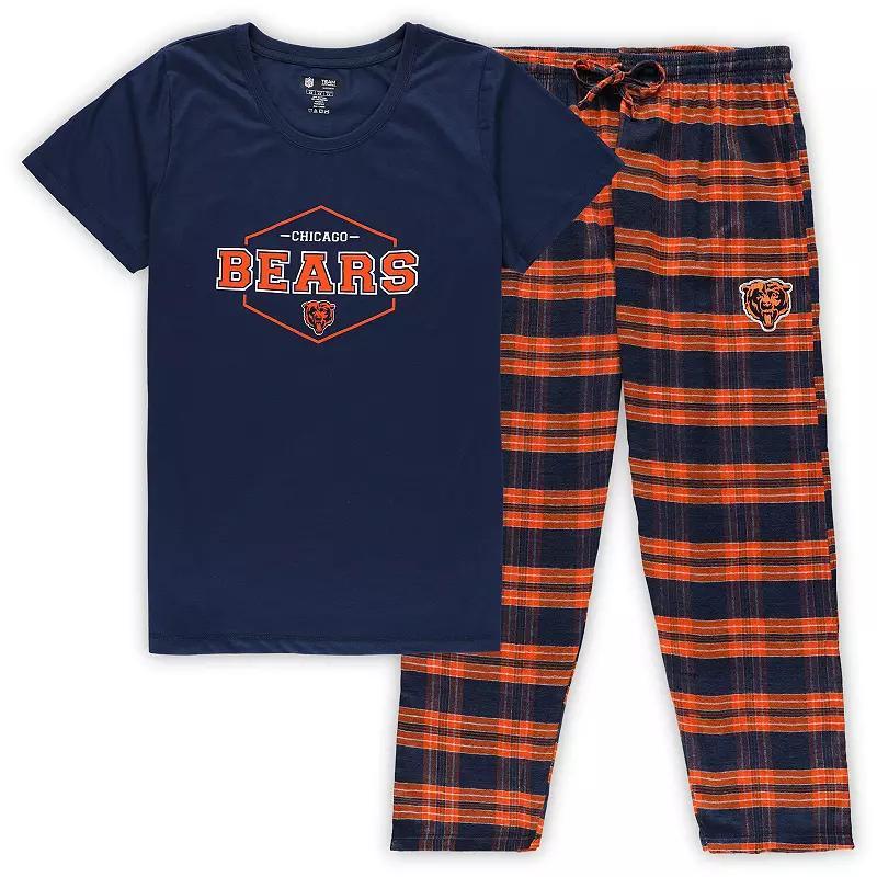 Womens Concepts Sport /Orange Chicago Bears Plus Size Badge T-Shirt & Pants Sleep Set Blue Product Image
