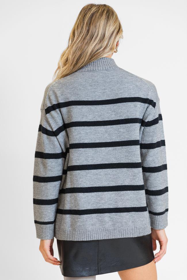 Where I'm Going Charcoal Oversized Stripe Turtleneck Sweater FINAL SALE Product Image