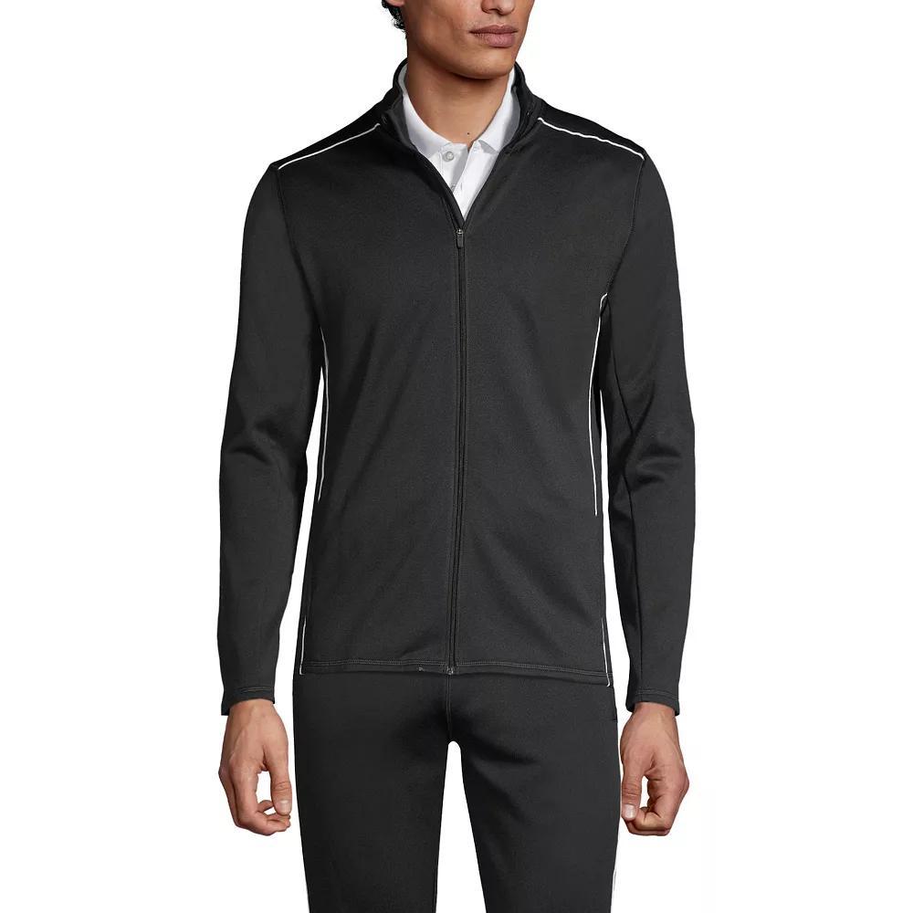 Men's Lands' End School Uniform Active Zip-Up Track Jacket, Size: Large, Black Product Image