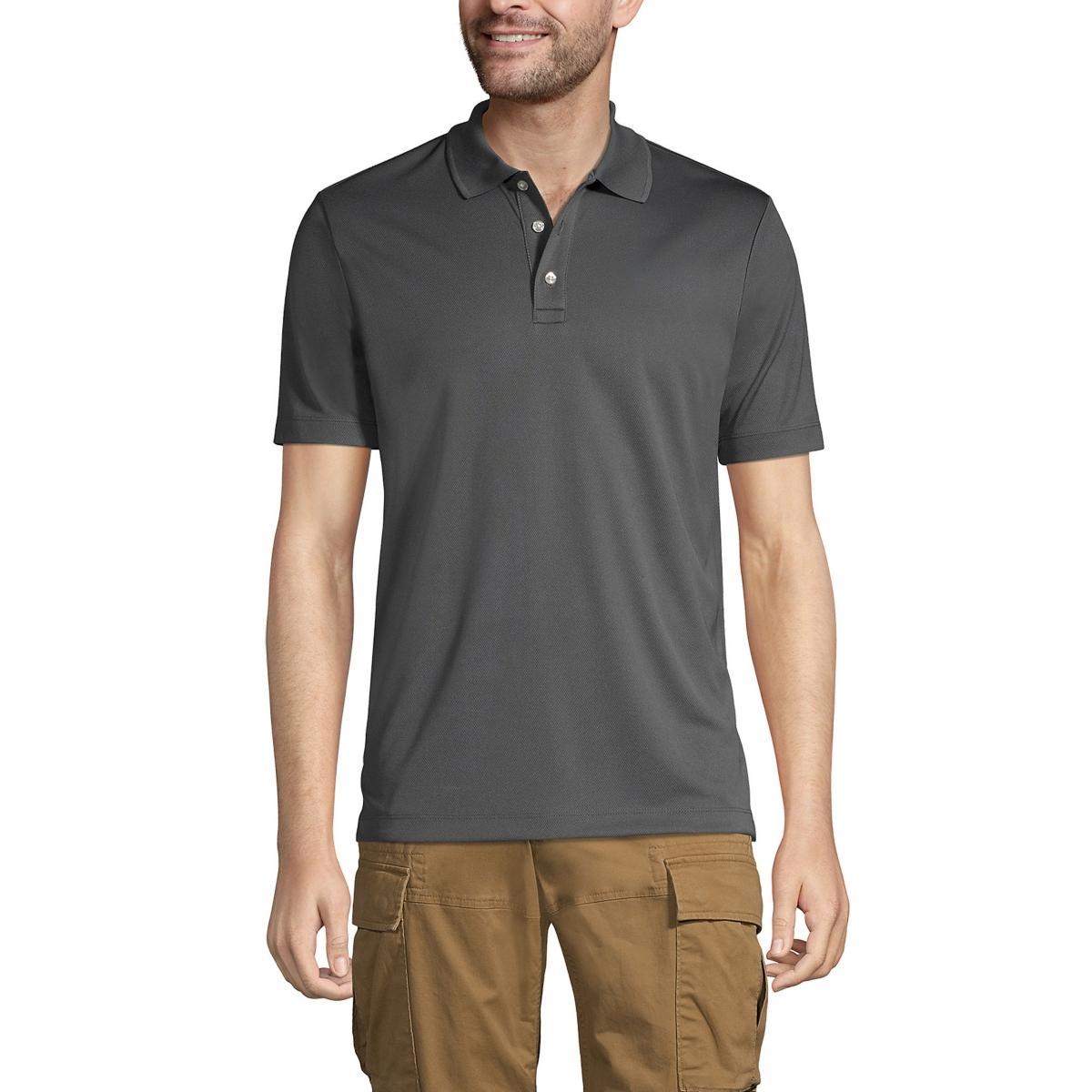 Men's Tall Lands' End School Uniform Solid Active Polo, Size: Large Tall, Harbor Gray Product Image