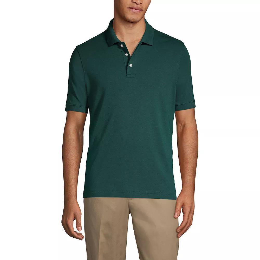 Men's Lands' End Short Sleeve Interlock Polo Shirt, Size: Small, White Product Image