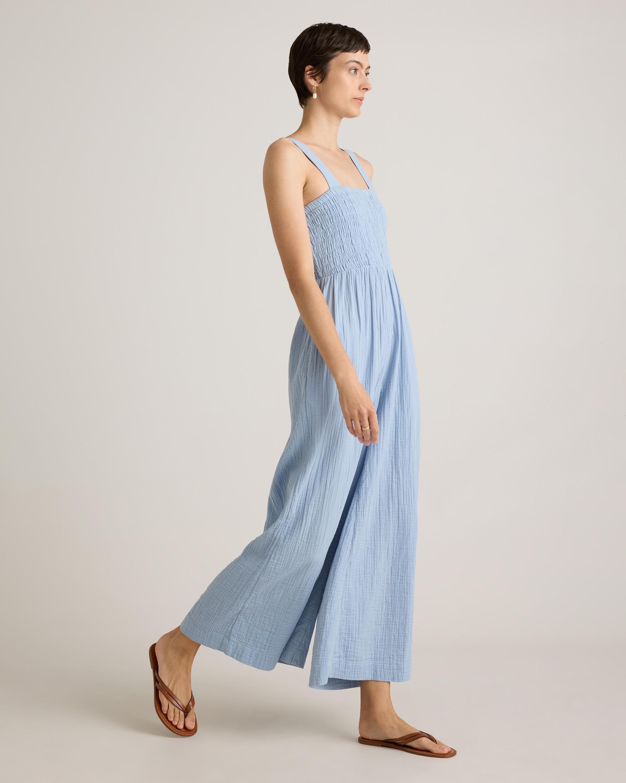Quince | Women's Gauze Smocked Wide Leg Jumpsuit Organic Cotton Product Image