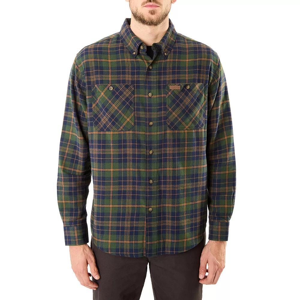 Men's Smith's Workwear Regular-Fit Two-Pocket Flannel Button-Down Shirt, Size: XXL, Blue Hunter Product Image