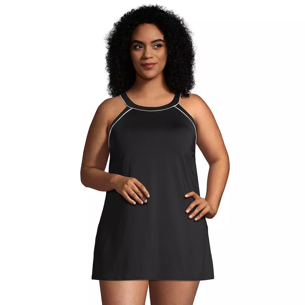 Plus Size Lands End G-Cup High-Neck One-Piece Swimdress, Womens Product Image
