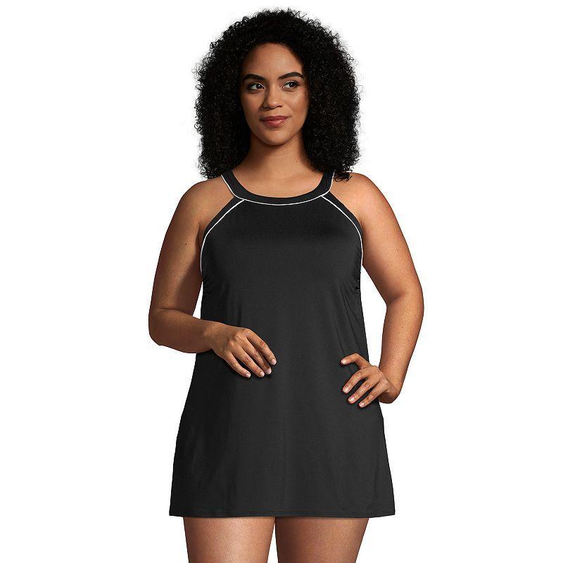 Plus Size Lands End G-Cup High-Neck One-Piece Swimdress, Womens Product Image