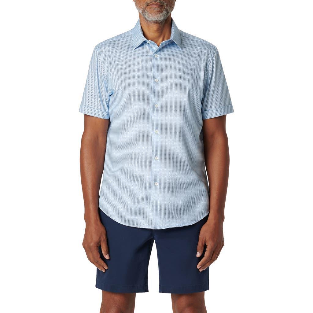 BUGATCHI Men's Ooohcotton Miles Pin Dot Cotton-blend Short-sleeve Shirt In Sky Product Image