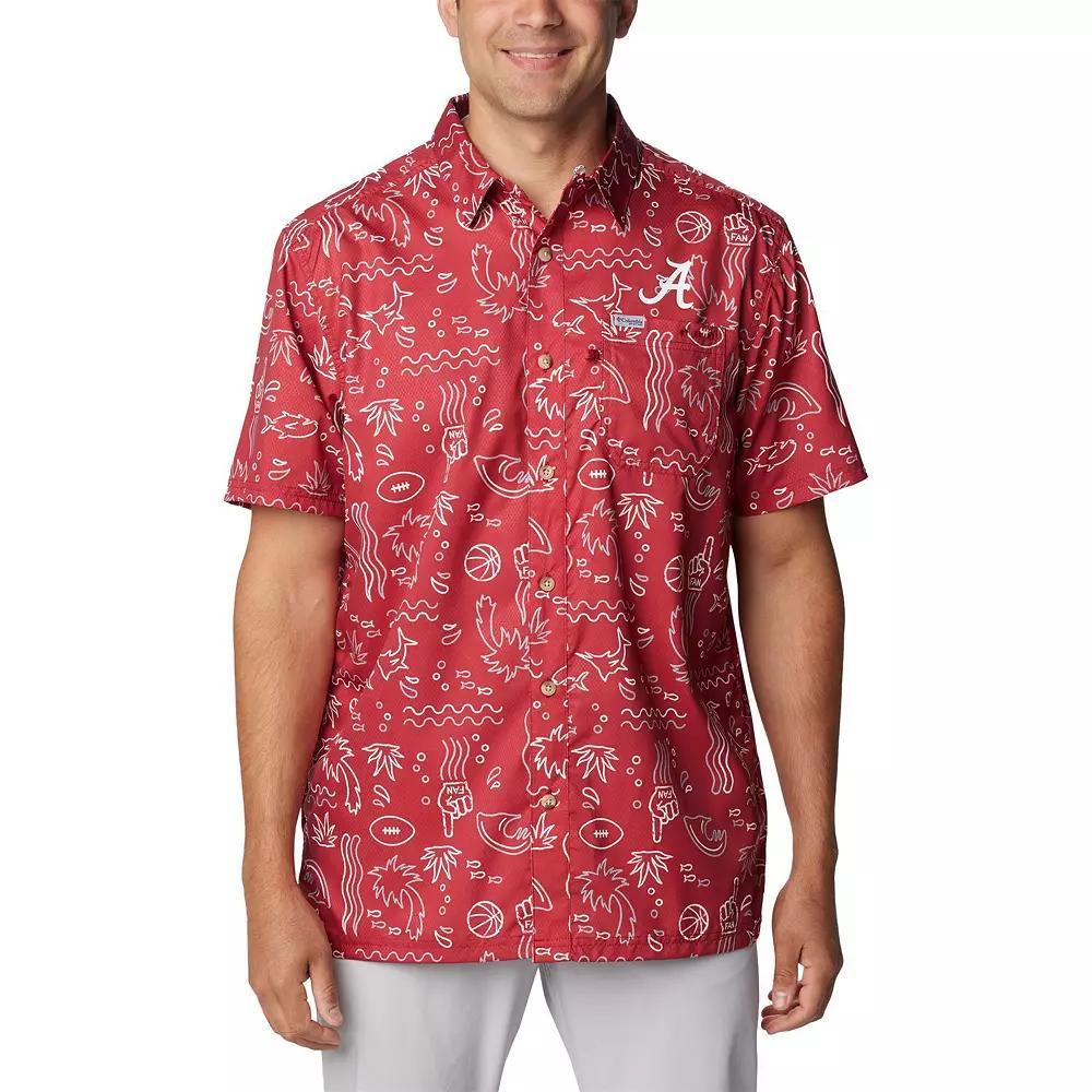 Men's Columbia Crimson Alabama Crimson Tide Super Slack Tide Omni-Wick Button-Up Shirt, Size: Small, Red Product Image